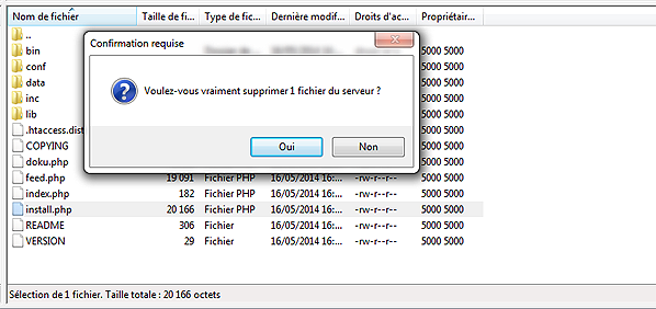 Supprimez le fichier install.php pour sécuriser votre installation.